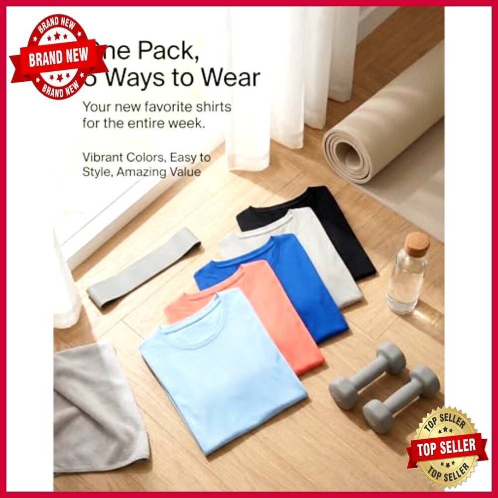 5 Pack Women's Moisture-Wicking Active T-Shirts, Plus Size Available - Picture 4 of 7